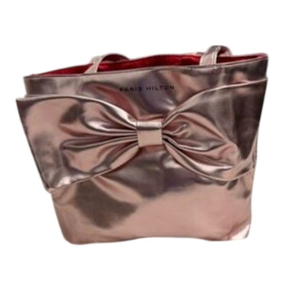 Paris Hilton Metallic Pink Large Bow Shoulder Tote Y2K  That's HOT - Elle Woods